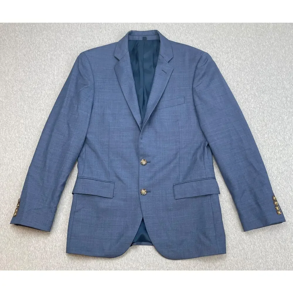 J‎ Crew Blazer Mens 38R Blue 100% Wool Thompson 2-Button Single Breast Lined